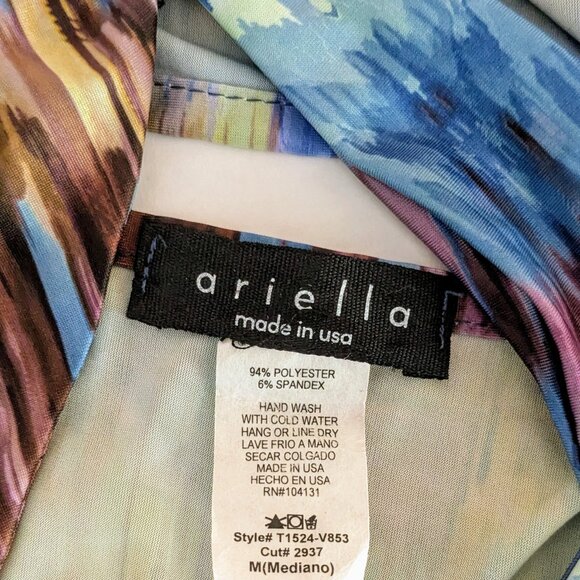 ARIELLA Women's Watercolor Halter Top Blouse Size M Bold Multi Color Print - Picture 6 of 6